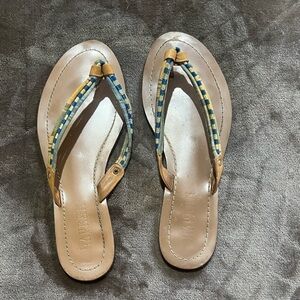 Ralph Lauren Tan and Blue Striped Sandals